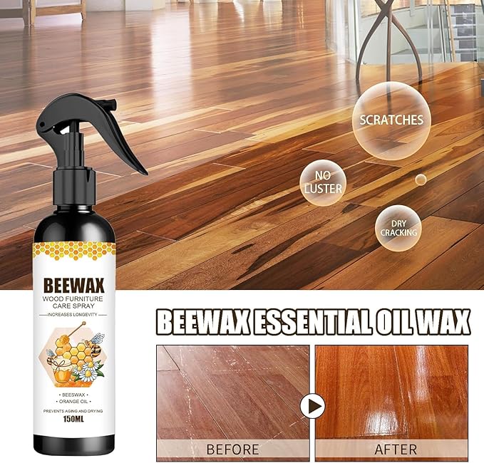 New Beeswax Spray Furniture Polish, Wood Cleaner, Wood Floor Polish PACK OF 2